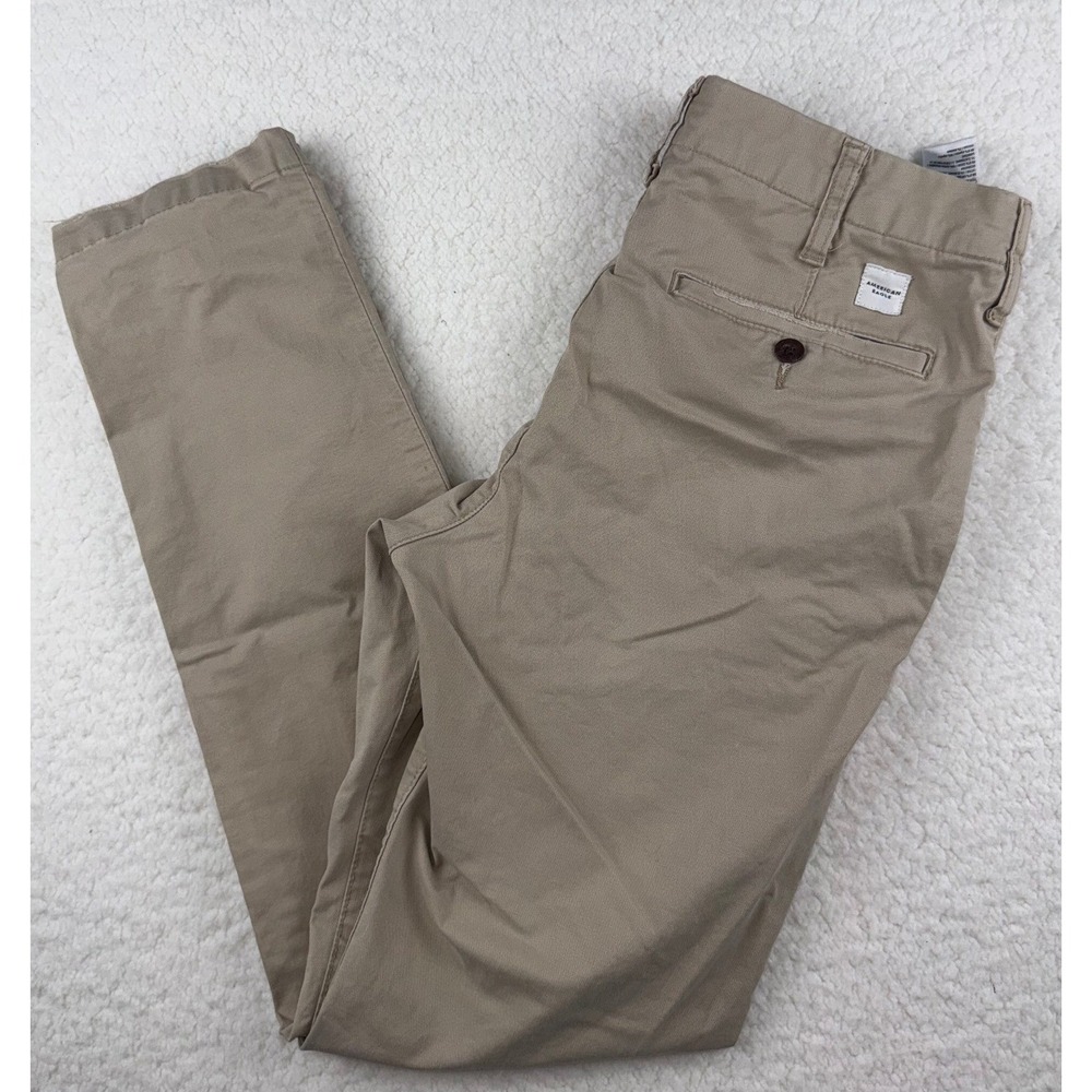 American Eagle Flex Khaki Chino Pants Tan Slim Fit Lived-In Stretch Size 30x30